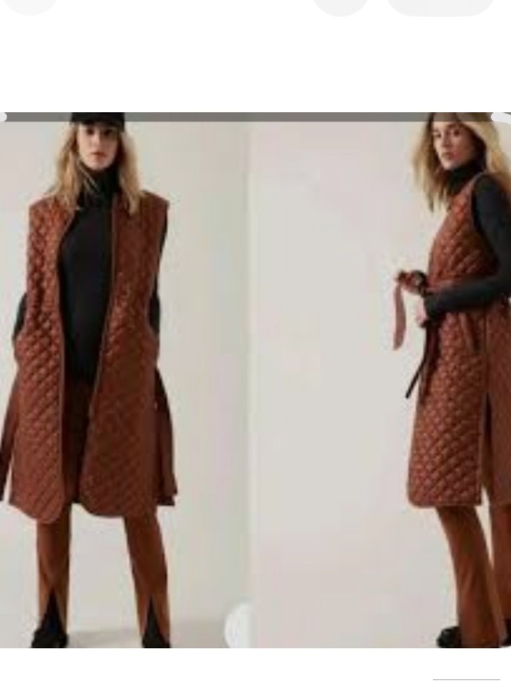 Athleta Whisper Featherless Long Belted quilted puffer vest READ sz S